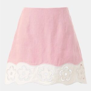 Pink Floral Hem Women's Skirt